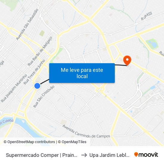 Supermercado Comper | Prainha to Upa Jardim Leblon map