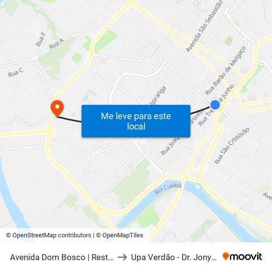 Avenida Dom Bosco | Restaurante Tempero to Upa Verdão - Dr. Jony Soares Ramos map