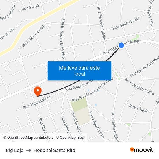 Big Loja to Hospital Santa Rita map