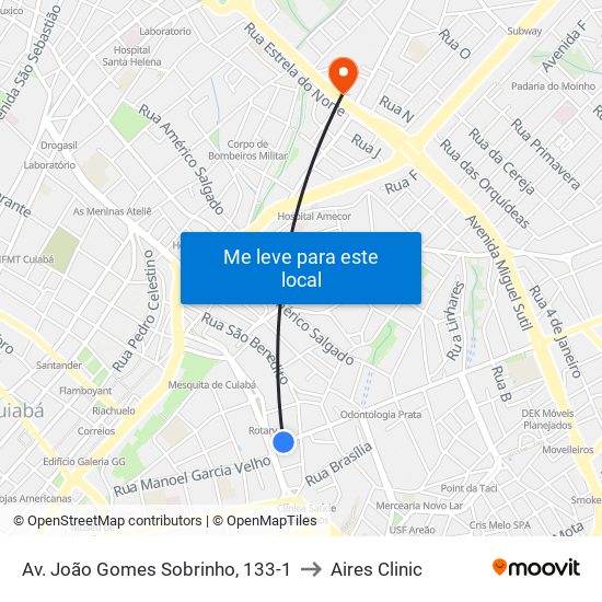 Av. João Gomes Sobrinho, 133-1 to Aires Clinic map