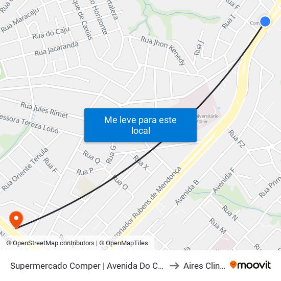 Supermercado Comper | Avenida Do Cpa to Aires Clinic map