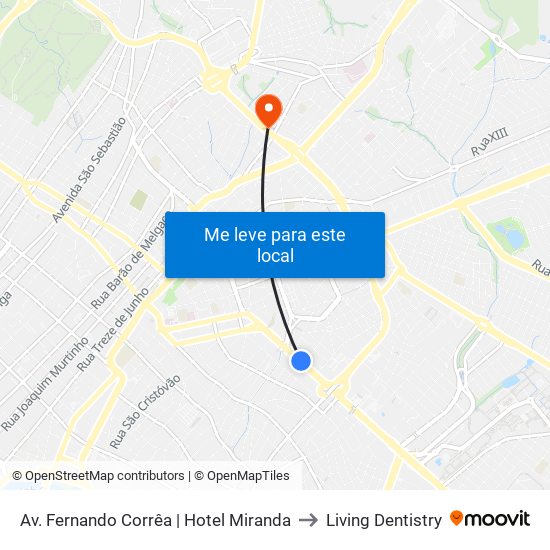 Av. Fernando Corrêa | Hotel Miranda to Living Dentistry map