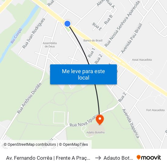 Av. Fernando Corrêa | Frente A Praça Coxipó to Adauto Botelho map