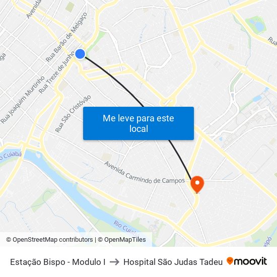 Estação Bispo - Modulo I to Hospital São Judas Tadeu map