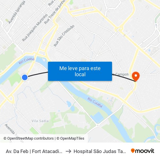 Av. Da Feb | Fort Atacadista to Hospital São Judas Tadeu map
