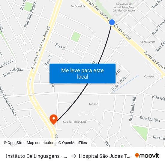 Instituto De Linguagens - Ufmt to Hospital São Judas Tadeu map