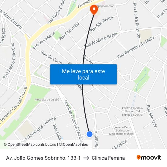 Av. João Gomes Sobrinho, 133-1 to Clínica Femina map