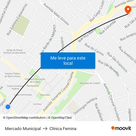 Mercado Municipal to Clínica Femina map