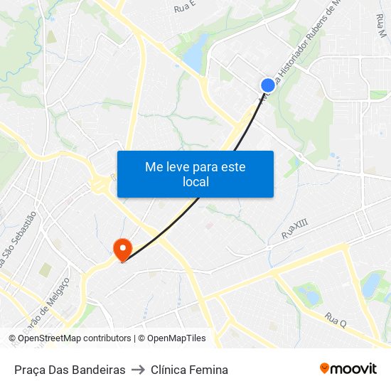 Praça Das Bandeiras to Clínica Femina map