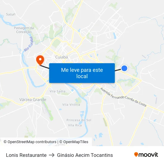 Lonis Restaurante to Ginásio Aecim Tocantins map