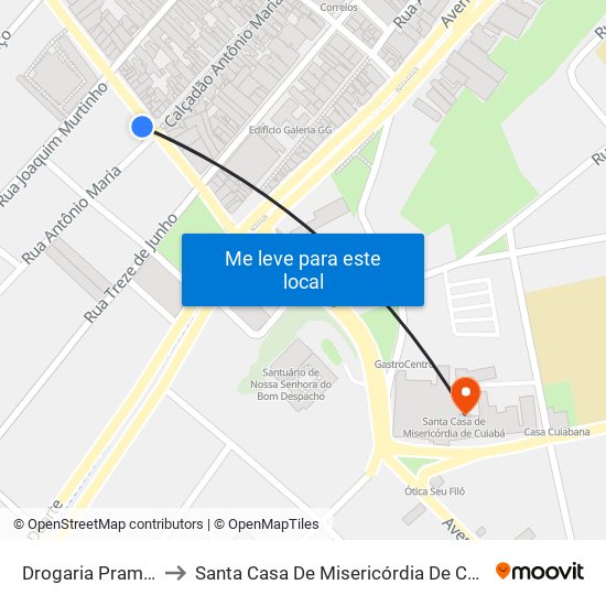 Drogaria Pramym to Santa Casa De Misericórdia De Cuiabá map