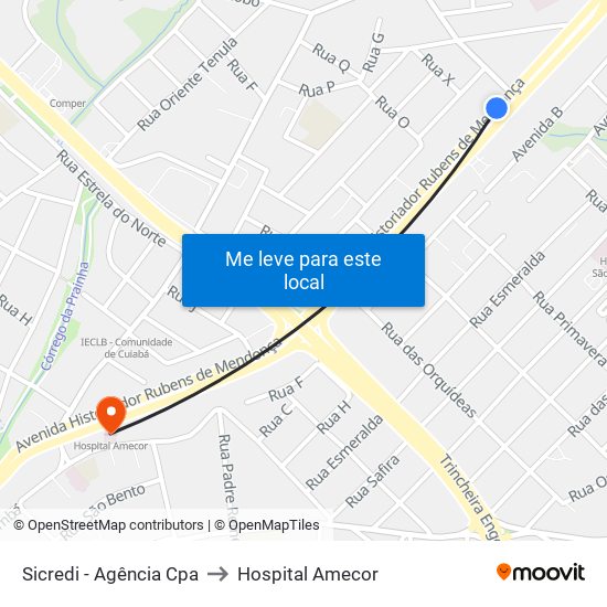 Sicredi - Agência Cpa to Hospital Amecor map