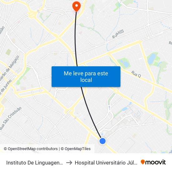 Instituto De Linguagens - Ufmt to Hospital Universitário Júlio Müller map