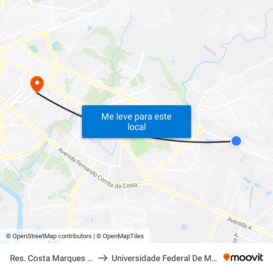 Res. Costa Marques | Ponto 4 to Universidade Federal De Mato Grosso map