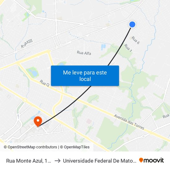Rua Monte Azul, 115-61 to Universidade Federal De Mato Grosso map