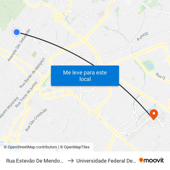 Rua Estevão De Mendonça, 1212-146 to Universidade Federal De Mato Grosso map
