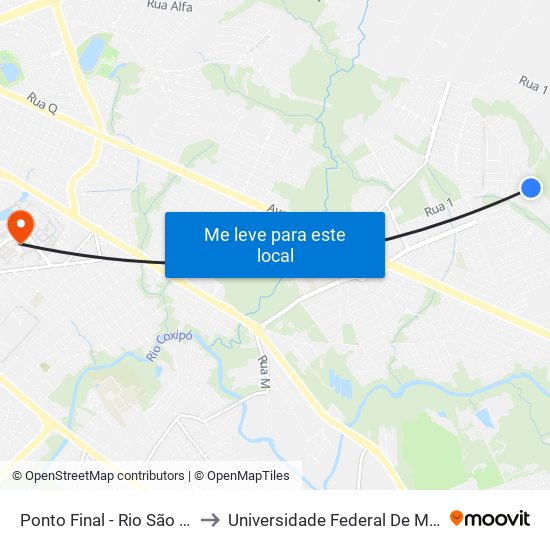 Ponto Final - Rio São Lourenço to Universidade Federal De Mato Grosso map