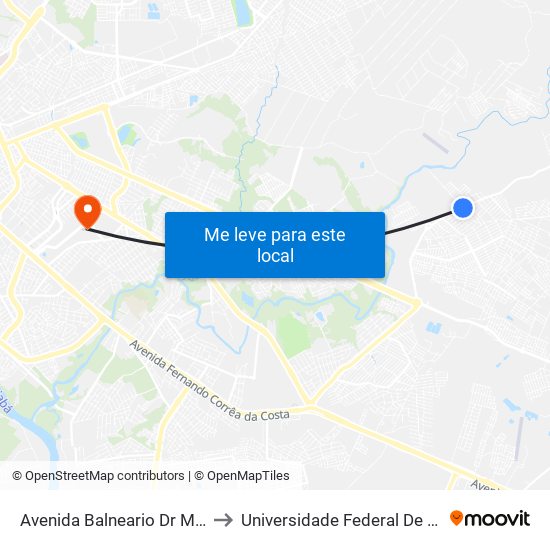 Avenida Balneario Dr Meirelles, 761 to Universidade Federal De Mato Grosso map