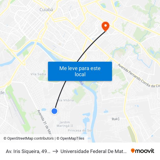 Av. Iris Siqueira, 490-522 to Universidade Federal De Mato Grosso map