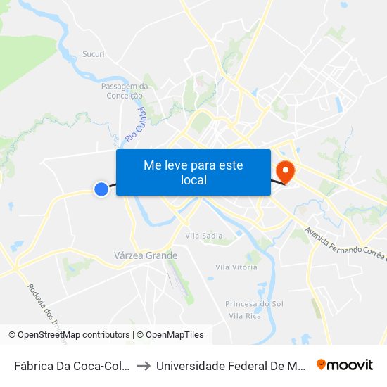 Fábrica Da Coca-Cola (Solar) to Universidade Federal De Mato Grosso map