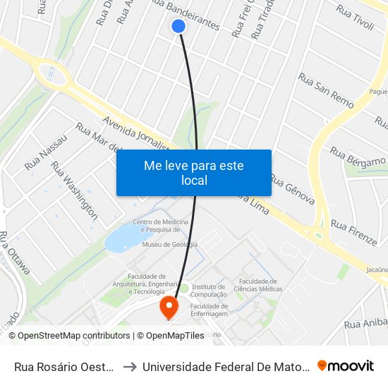 Rua Rosário Oeste, 335 to Universidade Federal De Mato Grosso map