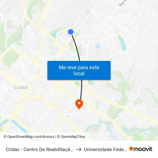 Cridac - Centro De Reabilitação Integral Dom Aquino Corrêa to Universidade Federal De Mato Grosso map