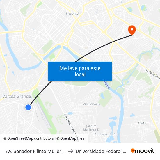 Av. Senador Filinto Müller | Espaço Imóveis to Universidade Federal De Mato Grosso map