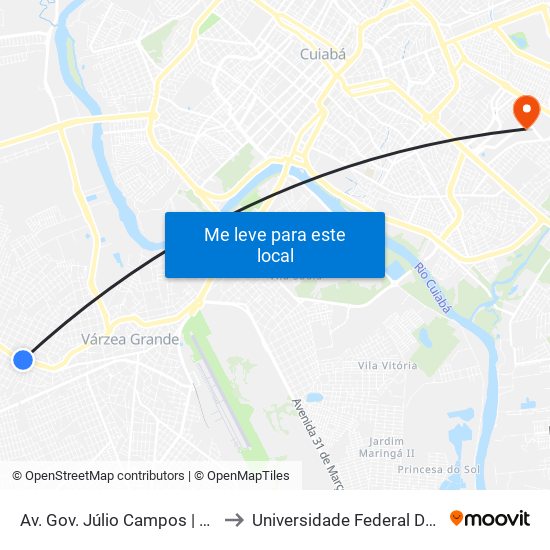 Av. Gov. Júlio Campos | Farma Campos to Universidade Federal De Mato Grosso map