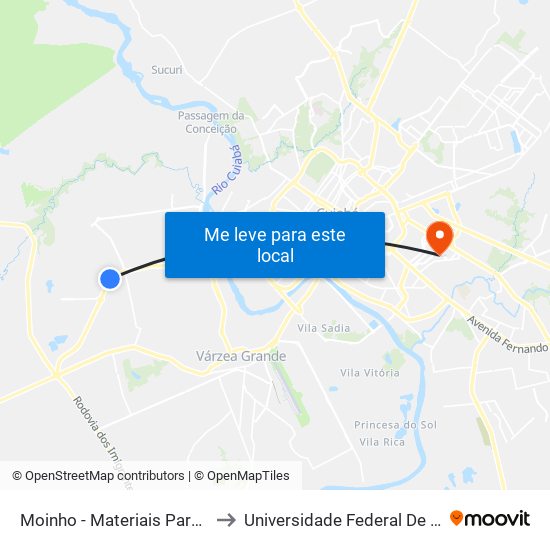 Moinho - Materiais Para Construção to Universidade Federal De Mato Grosso map