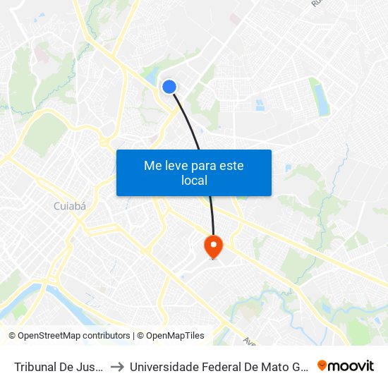 Tribunal De Justiça to Universidade Federal De Mato Grosso map