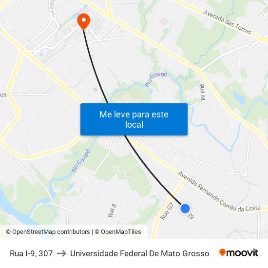 Rua I-9, 307 to Universidade Federal De Mato Grosso map