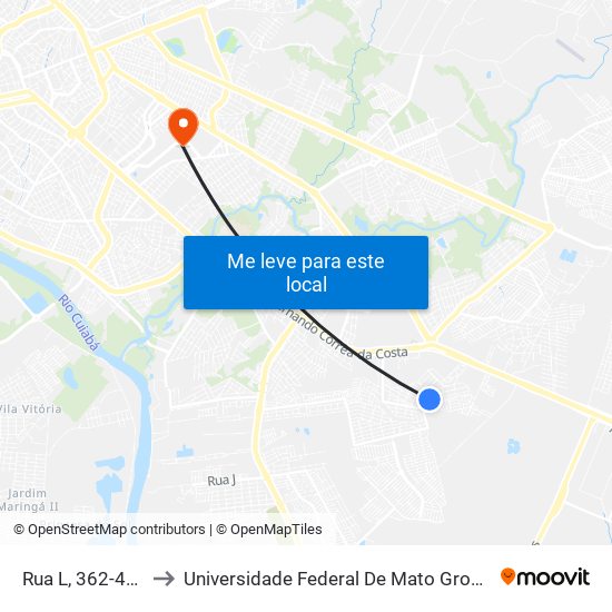 Rua L, 362-404 to Universidade Federal De Mato Grosso map