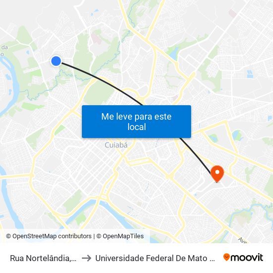 Rua Nortelândia, 232 to Universidade Federal De Mato Grosso map