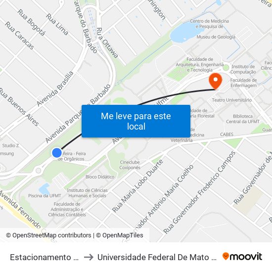 Estacionamento Ufmt to Universidade Federal De Mato Grosso map