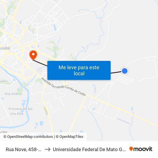 Rua Nove, 458-526 to Universidade Federal De Mato Grosso map