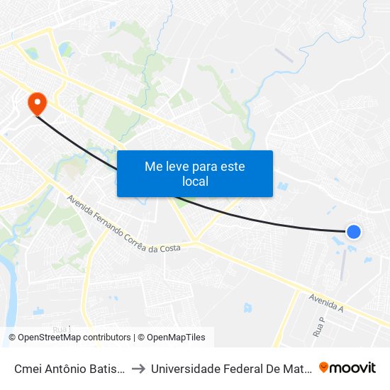 Cmei Antônio Batista Cruz to Universidade Federal De Mato Grosso map