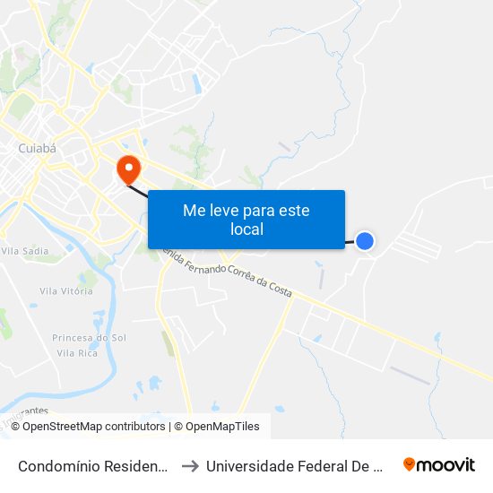 Condomínio Residencial Hawaii to Universidade Federal De Mato Grosso map