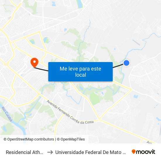 Residencial Athenas to Universidade Federal De Mato Grosso map