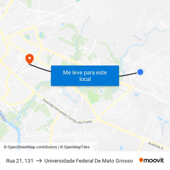 Rua 21, 131 to Universidade Federal De Mato Grosso map
