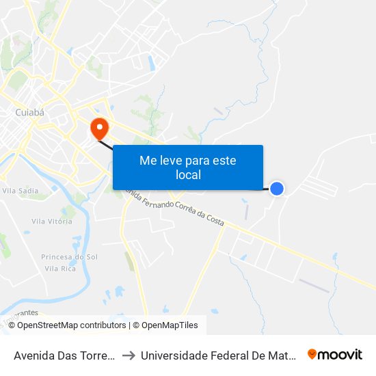 Avenida Das Torres, 667 to Universidade Federal De Mato Grosso map