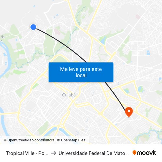 Tropical Ville - Ponto 1 to Universidade Federal De Mato Grosso map