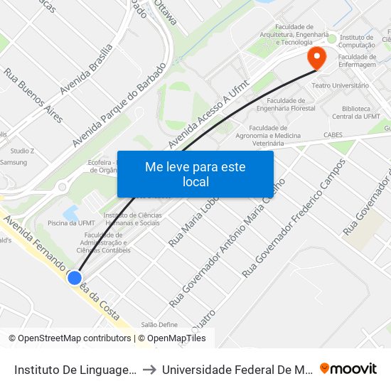 Instituto De Linguagens - Ufmt to Universidade Federal De Mato Grosso map