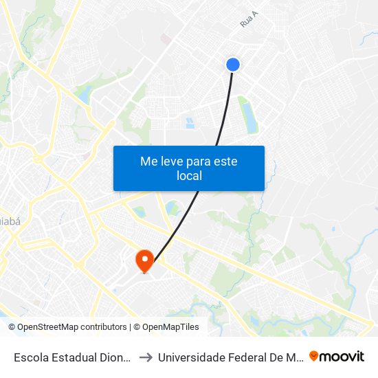 Escola Estadual Dione Augusta to Universidade Federal De Mato Grosso map