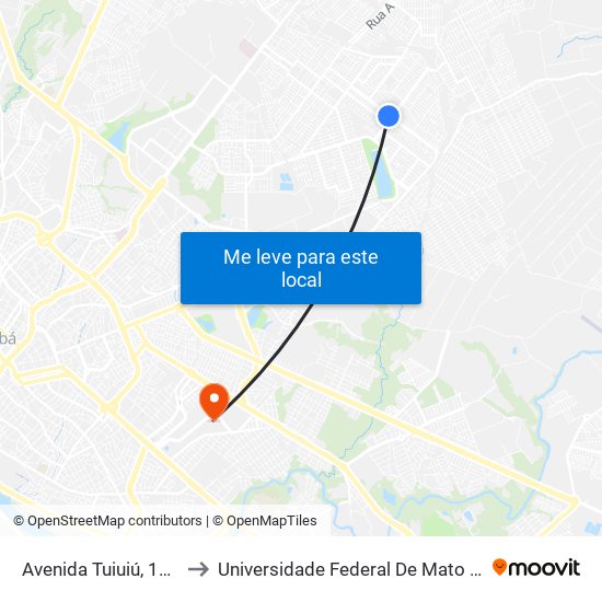 Avenida Tuiuiú, 103-99 to Universidade Federal De Mato Grosso map