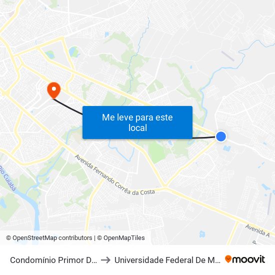 Condomínio Primor Das Torres to Universidade Federal De Mato Grosso map