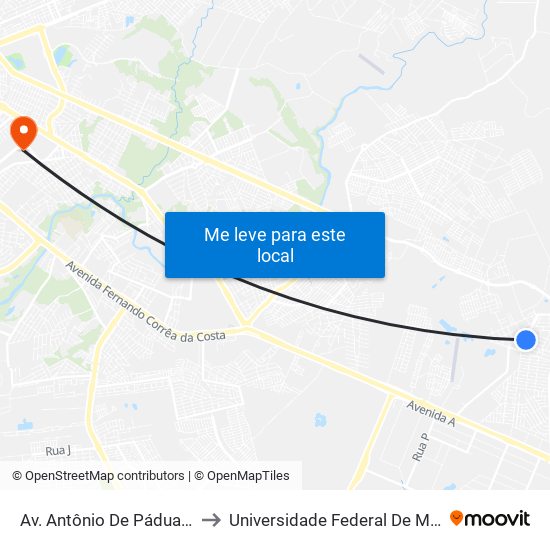 Av. Antônio De Pádua, 295-197 to Universidade Federal De Mato Grosso map