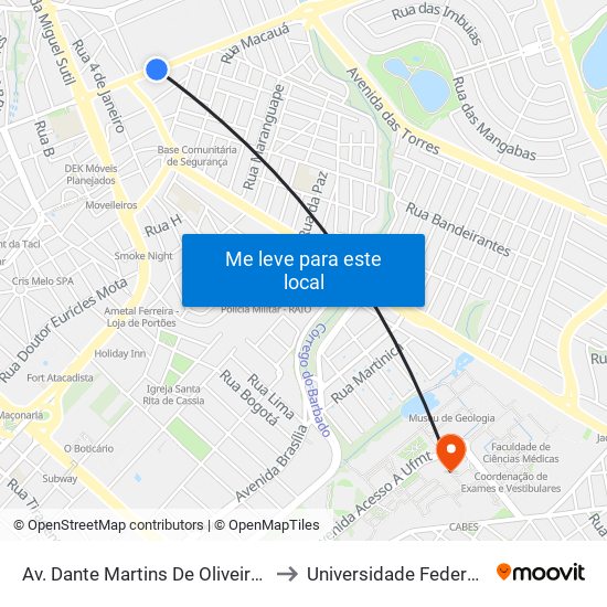 Av. Dante Martins De Oliveira | Subestação Energisa to Universidade Federal De Mato Grosso map