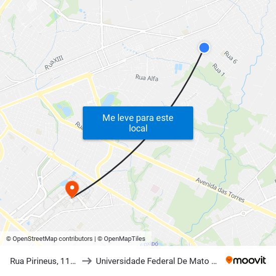 Rua Pirineus, 111-77 to Universidade Federal De Mato Grosso map