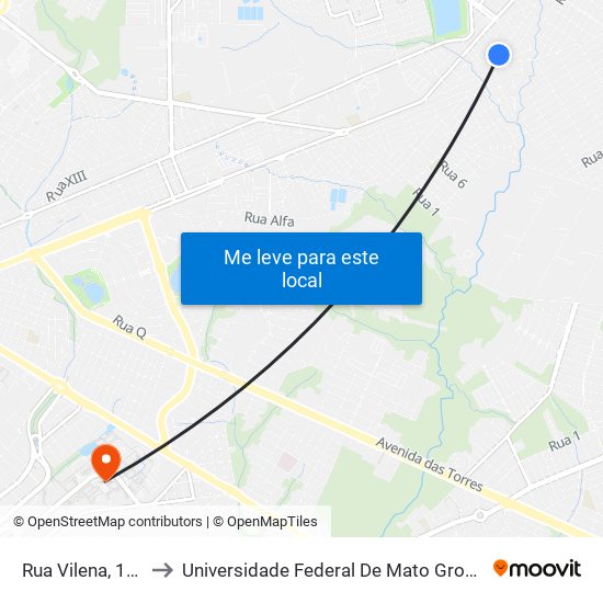Rua Vilena, 135 to Universidade Federal De Mato Grosso map
