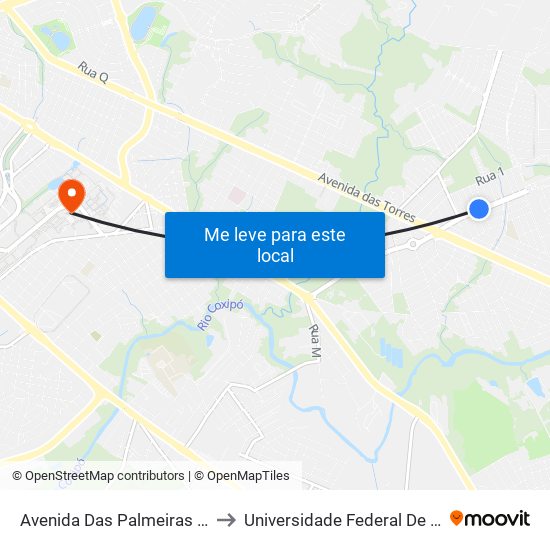 Avenida Das Palmeiras | Iron Fitness to Universidade Federal De Mato Grosso map